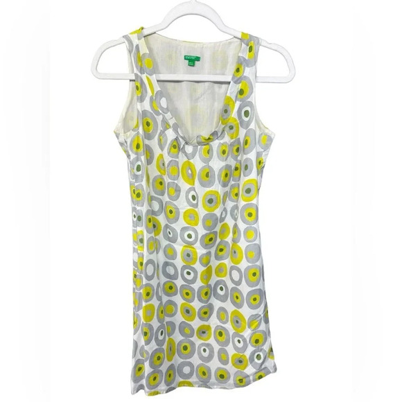 United Colors of Benetton Summer Shift Dress Mod Retro Circle Print Sz XS - Picture 1 of 7